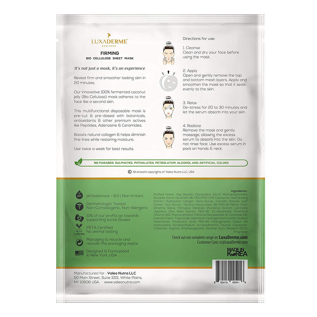 LuxaDerme Firming Bio Cellulose Face Sheet Mask